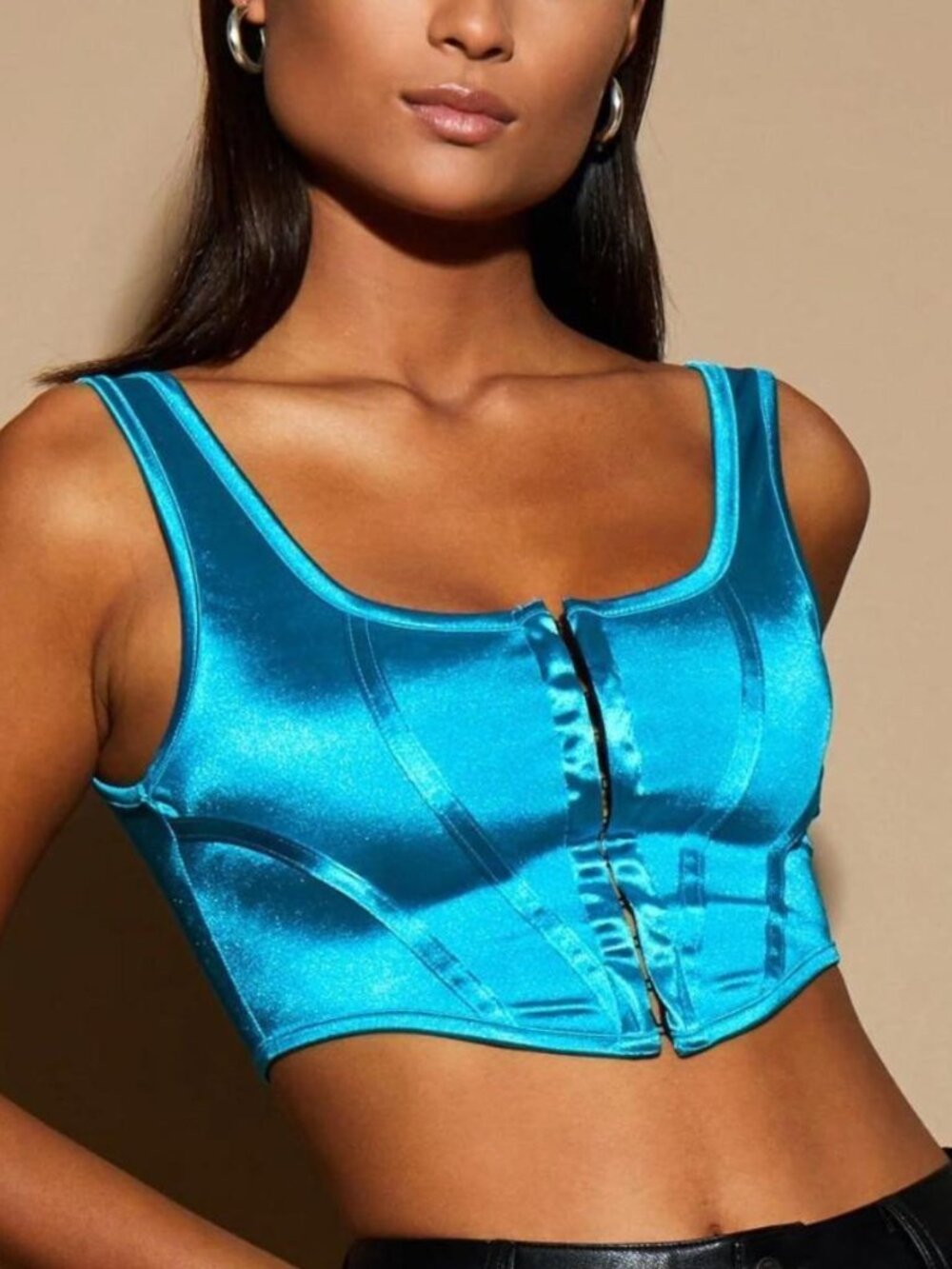 Motel Rocks Blue Cropped Corset Top